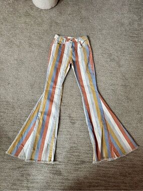Multicolor Stripe High-Rise Flare Jeans